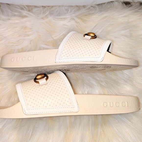 NEW AUTHENTIC GUCCI WOMENS HORSEBIT LEATHER SLIDES - Picture 4 of 5